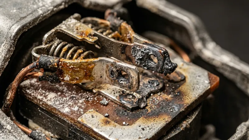 Burnt Out and Carbonized Centrifugal Switch Contacts on Commercial Convection Oven Motor