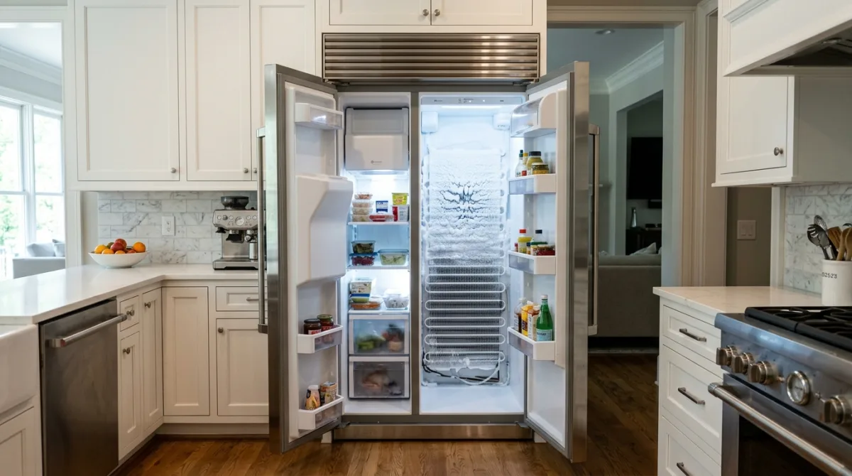 GE Monogram Built-In 42 & 48 Inch Side-by-Side Refrigerator Bimetal Defrost Thermostat & Evaporator Coil Frost Freeze-Up Repair in Alpharetta GA