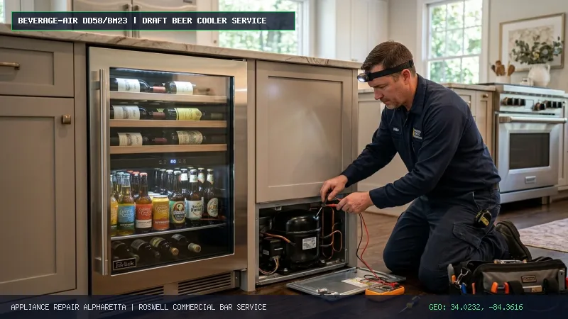 Beverage-Air Commercial Kegerator Draft Beer Cooler Warm Compressor Relay Repair in Roswell GA