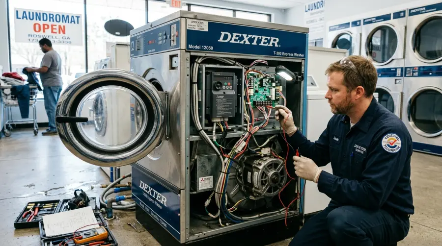 Dexter Commercial Washer Inverter Fault F01 & Motor Repair Roswell GA
