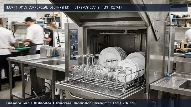 Hobart AM15 Commercial Dishwasher Error Codes and Wash Pump Pressure Repair in Alpharetta GA