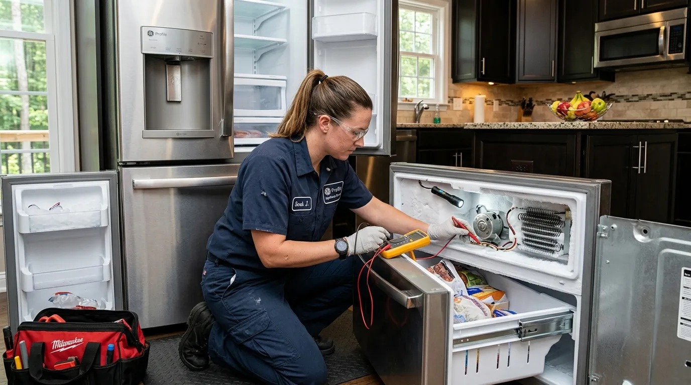 Refrigerator Freezer Working But Fridge Section Warm Roswell GA | Certified Evaporator Fan & Damper Fix