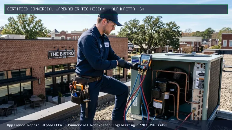 Certified Commercial Warewasher Technician Servicing Hobart AM15 in Alpharetta GA