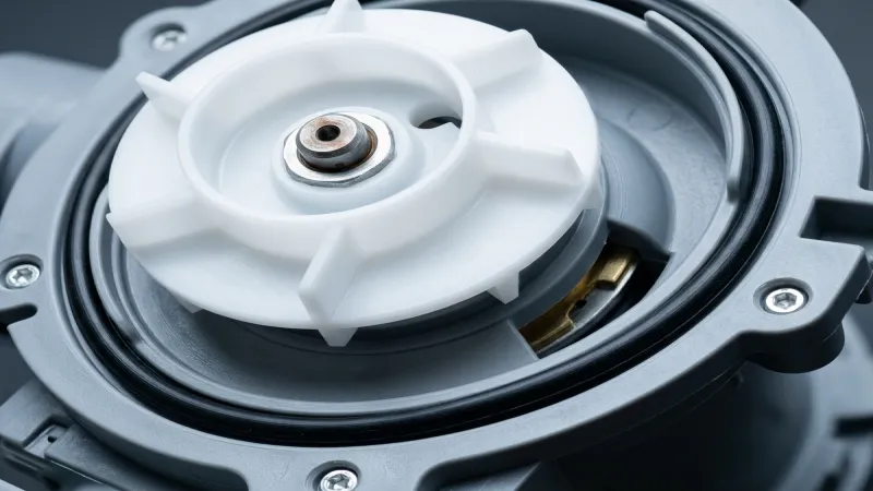 Restored clean OEM Hoshizaki magnetic float switch and clear water sump assembly after repair