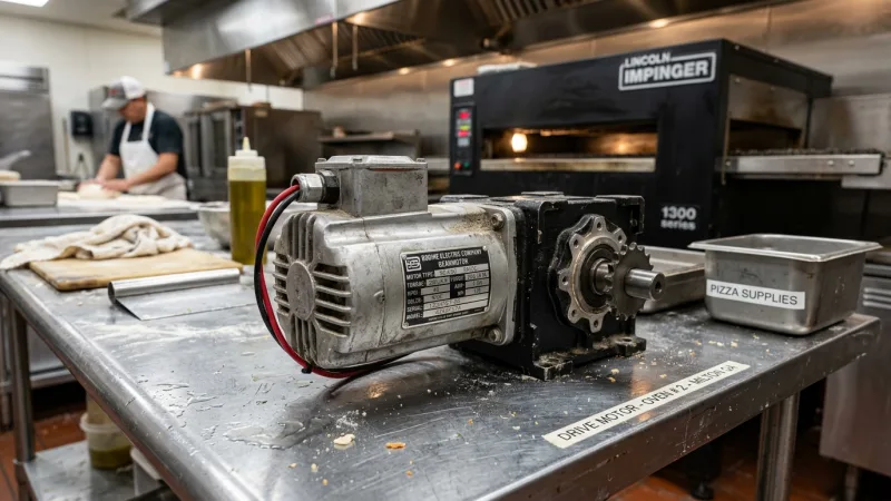 Burnt carbonized DC gearmotor armature and failing reduction gearbox before professional restoration in Milton GA