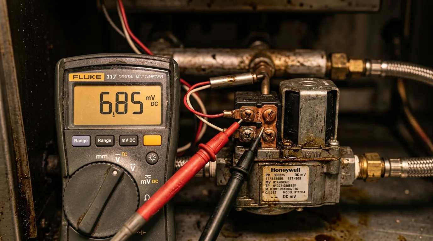 True-RMS Multimeter Testing Millivolts on Pitco Fryer Gas Valve in Alpharetta GA