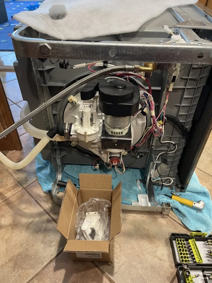 Dishwasher underbody wash pump and circulation motor replacement with factory OEM part in Alpharetta