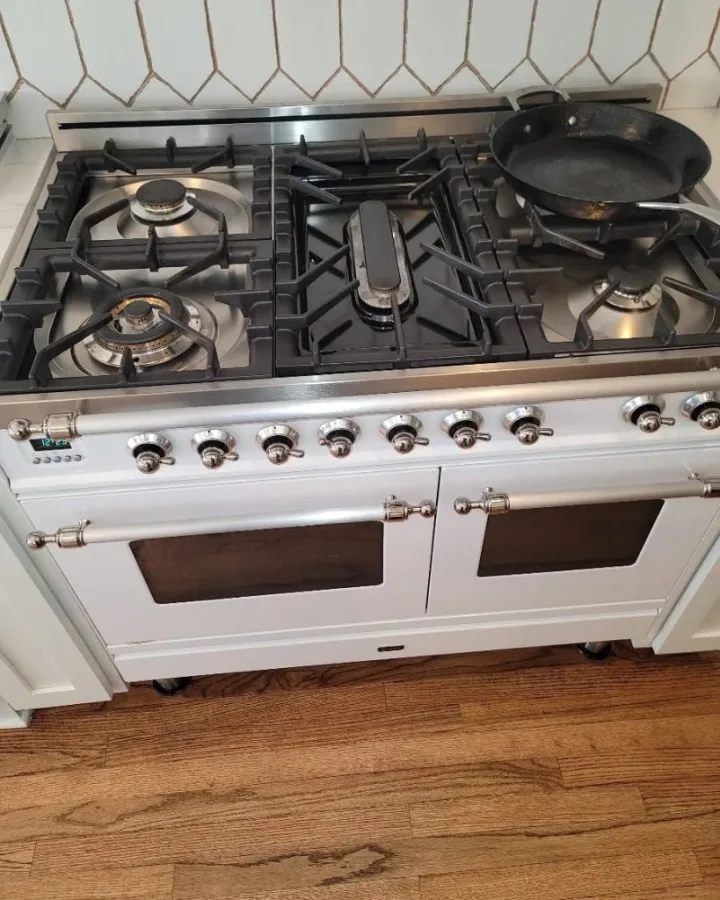 Ilve Italian luxury dual-fuel range in gourmet kitchen in Alpharetta residence