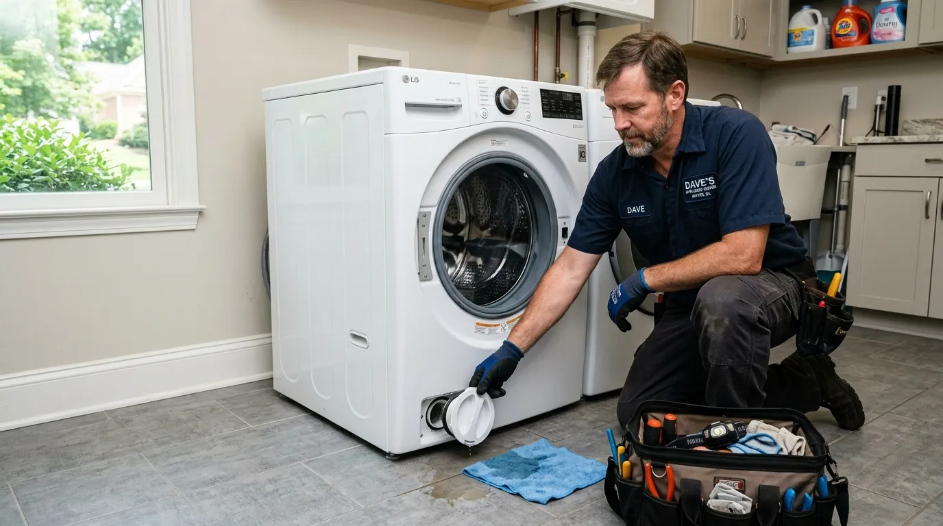 Technician inspecting Samsung front load washer motor hall sensor Milton GA