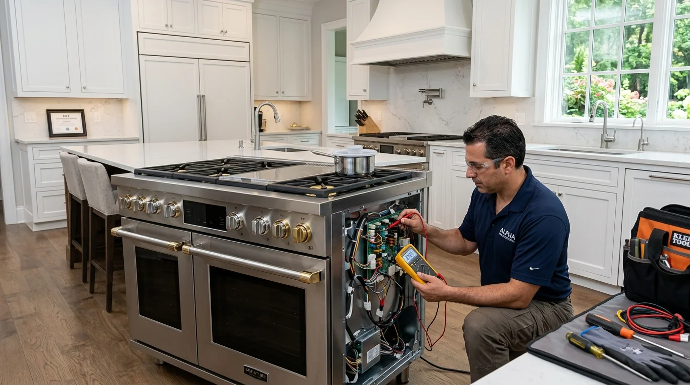 Signature Kitchen Suite 48-Inch Dual-Fuel Pro Range & Built-In Column Refrigerator Repair in Alpharetta GA