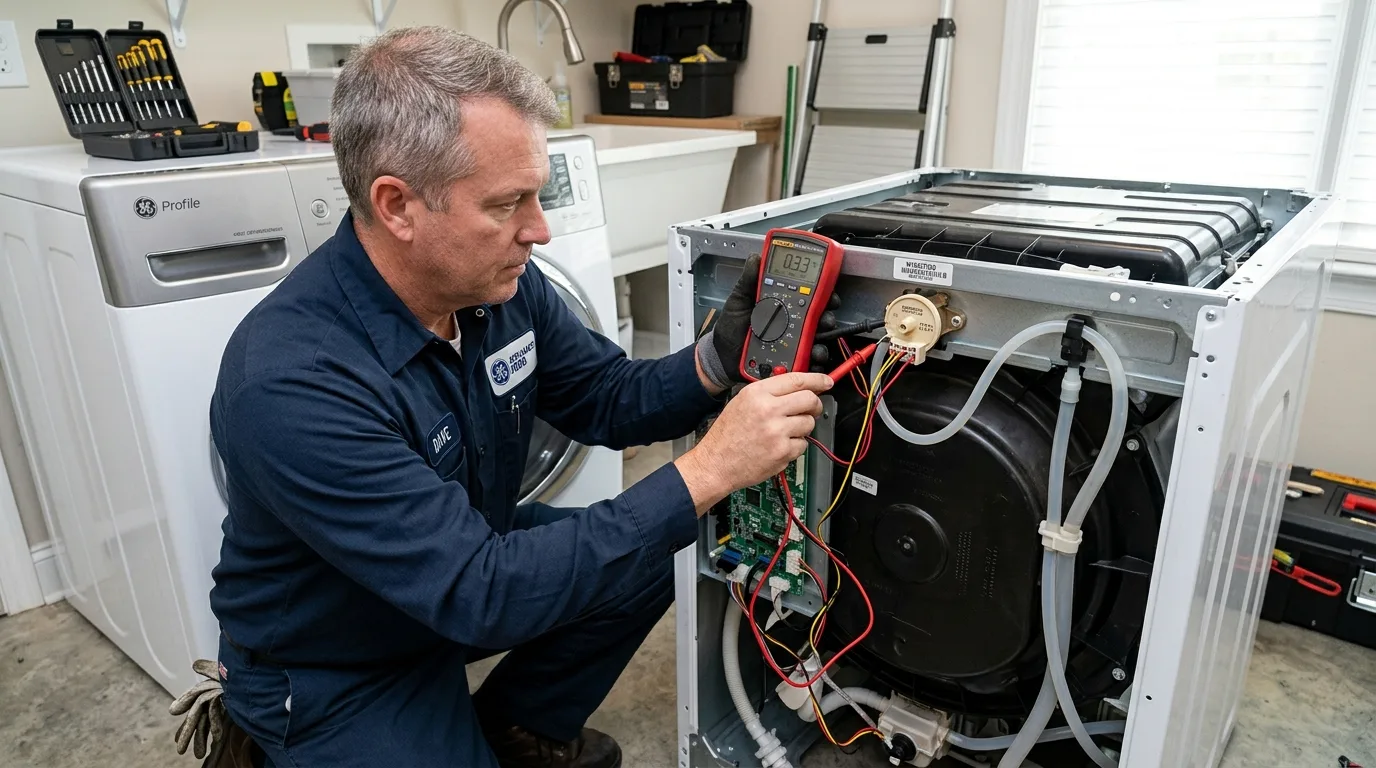 Testing water level pressure sensor transducer hose on Whirlpool washer in Alpharetta GA