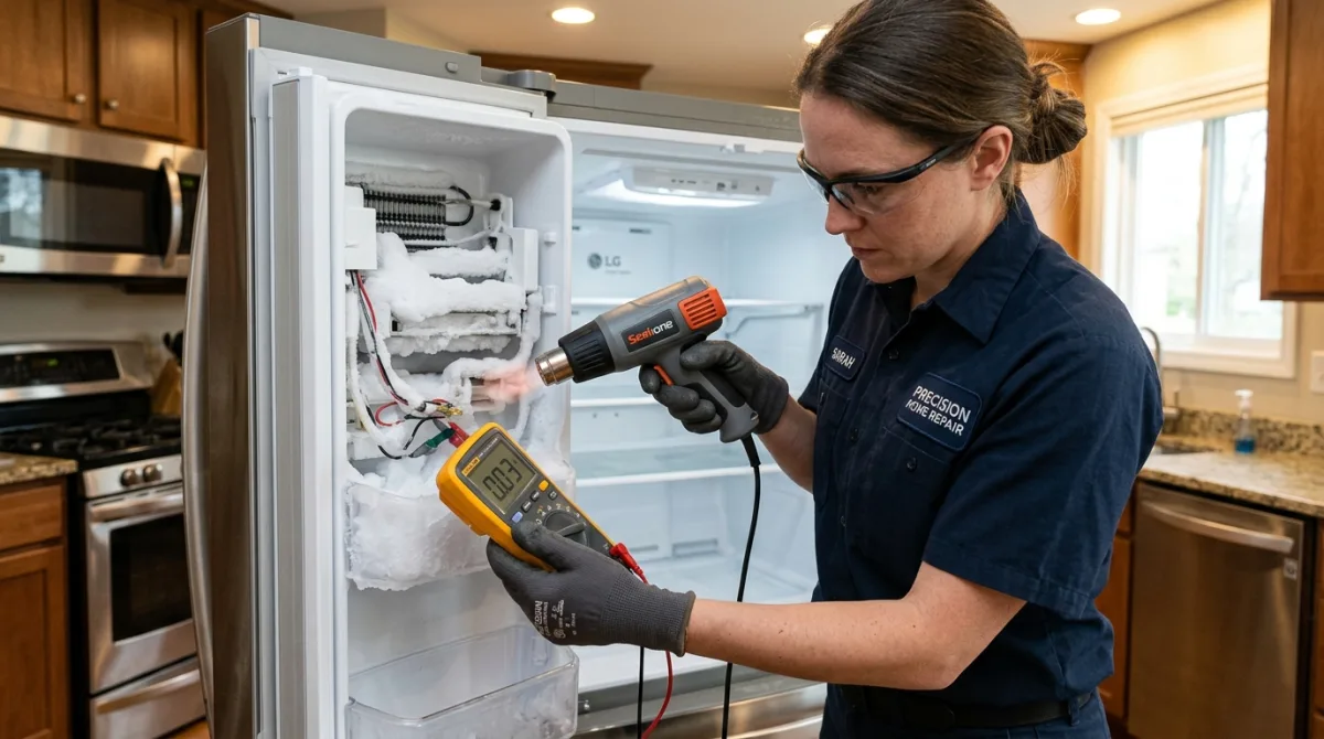 Samsung French Door Refrigerator Ice Maker Frozen Solid & Ice Room Frost Buildup Repair in Alpharetta GA