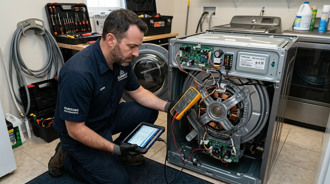 Samsung washer DC31-00178A drain pump assembly inspection in Johns Creek GA