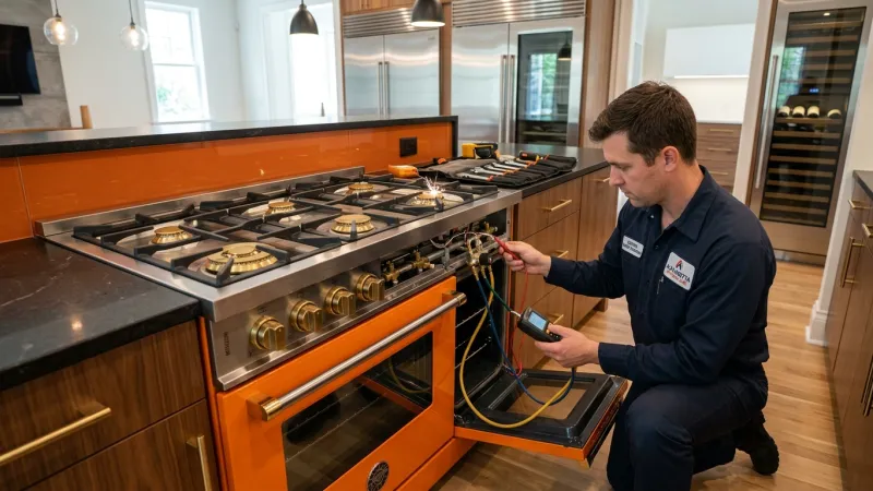 Master Certified Appliance Technician Testing Electrical Component Telemetry in Senoia GA Home
