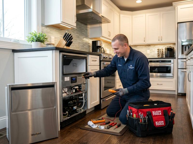 Technician repairing stuck ice maker motor in Alpharetta