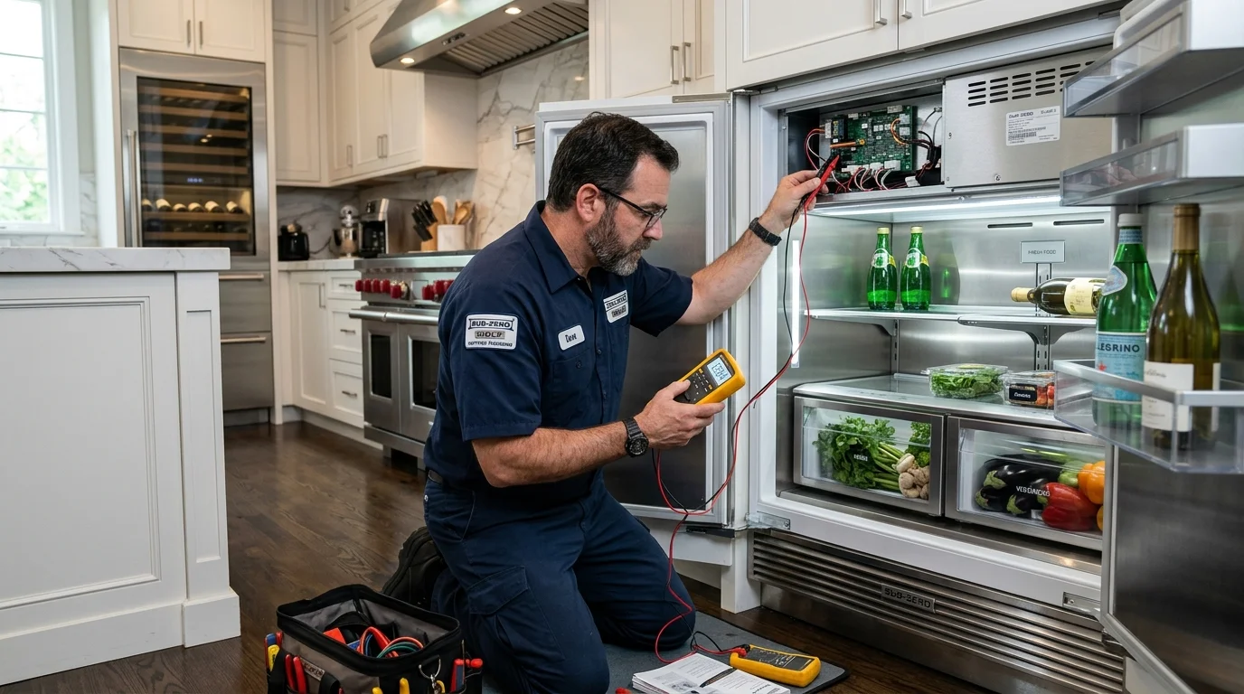 Technician reading Sub-Zero error codes Alpharetta