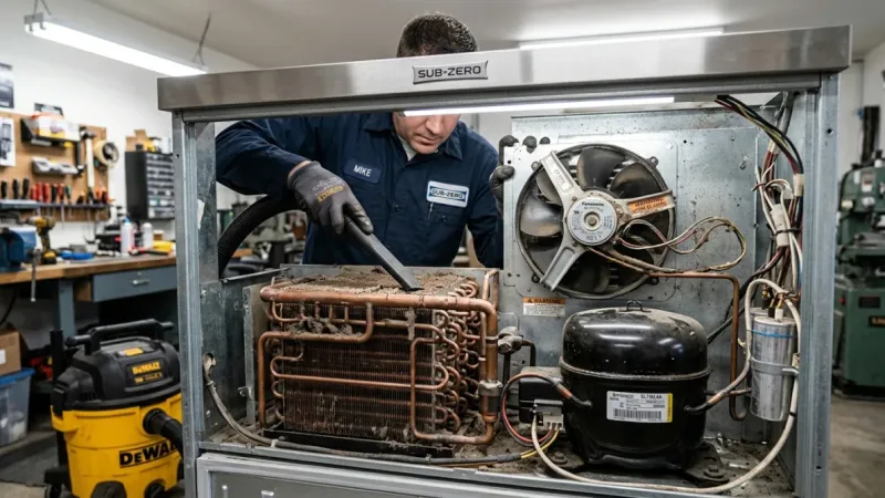 Overhead Dual Compressor and Condenser Cleanout for Sub-Zero PRO 48 in Roswell GA