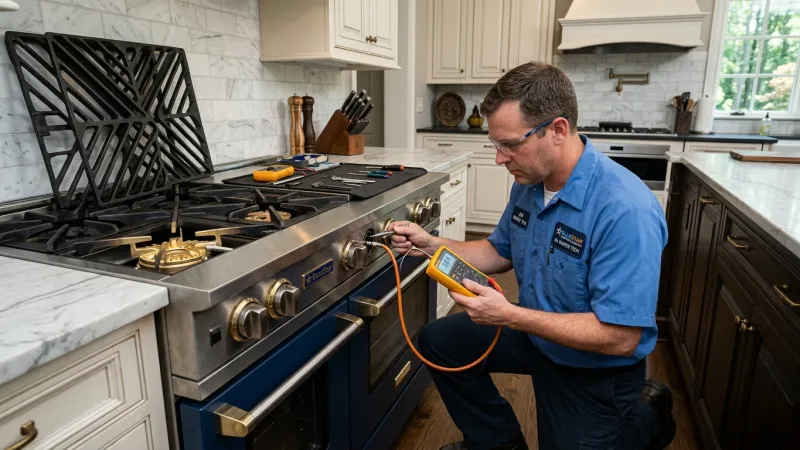Master Certified Appliance Technician Testing Electrical Component Telemetry in Tyrone GA Home