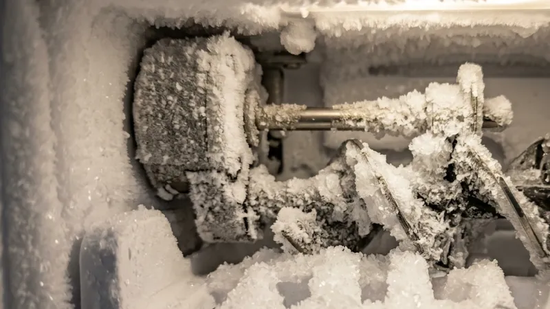 Failed French Door In-Door Ice Maker Unit & High-Pressure Water Solenoid Before Repair in Varnell GA