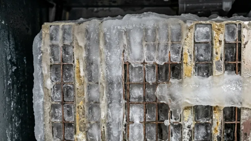 Failed Under-Counter Gourmet Clear Ice Machine Nickel Evaporator & Water Pump Before Repair in Winterville GA