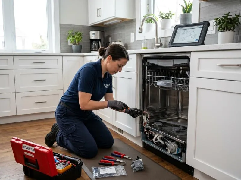 Bosch Dishwasher E15 Error Code & Water Leak in Base Pan — Float Switch Diagnostic Guide Alpharetta GA