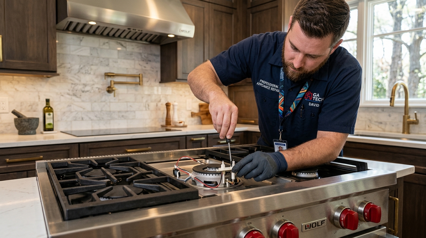 Wolf Gas Cooktop Spark Module Clicking Non-Stop — Igniter & Valve Switch Repair Guide Roswell GA