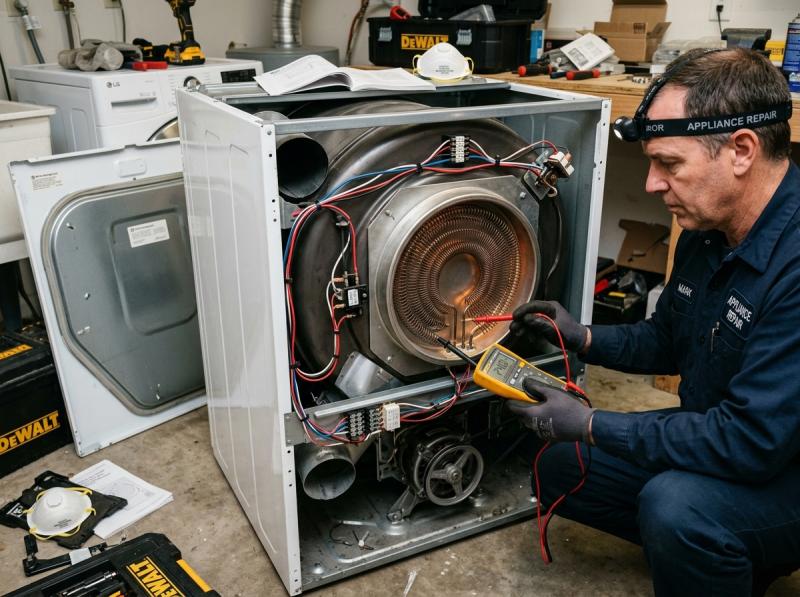 Testing Whirlpool Dryer Flat Silicon Nitride Igniter Continuity Johns Creek GA