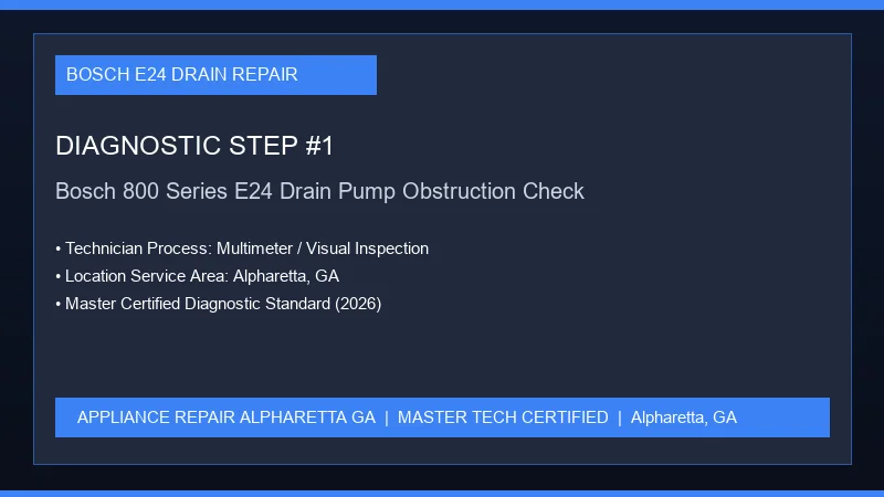 Bosch 500 Series Dishwasher E24 Drain Error Alpharetta GA | Certified Drain Pump & Check Valve Service