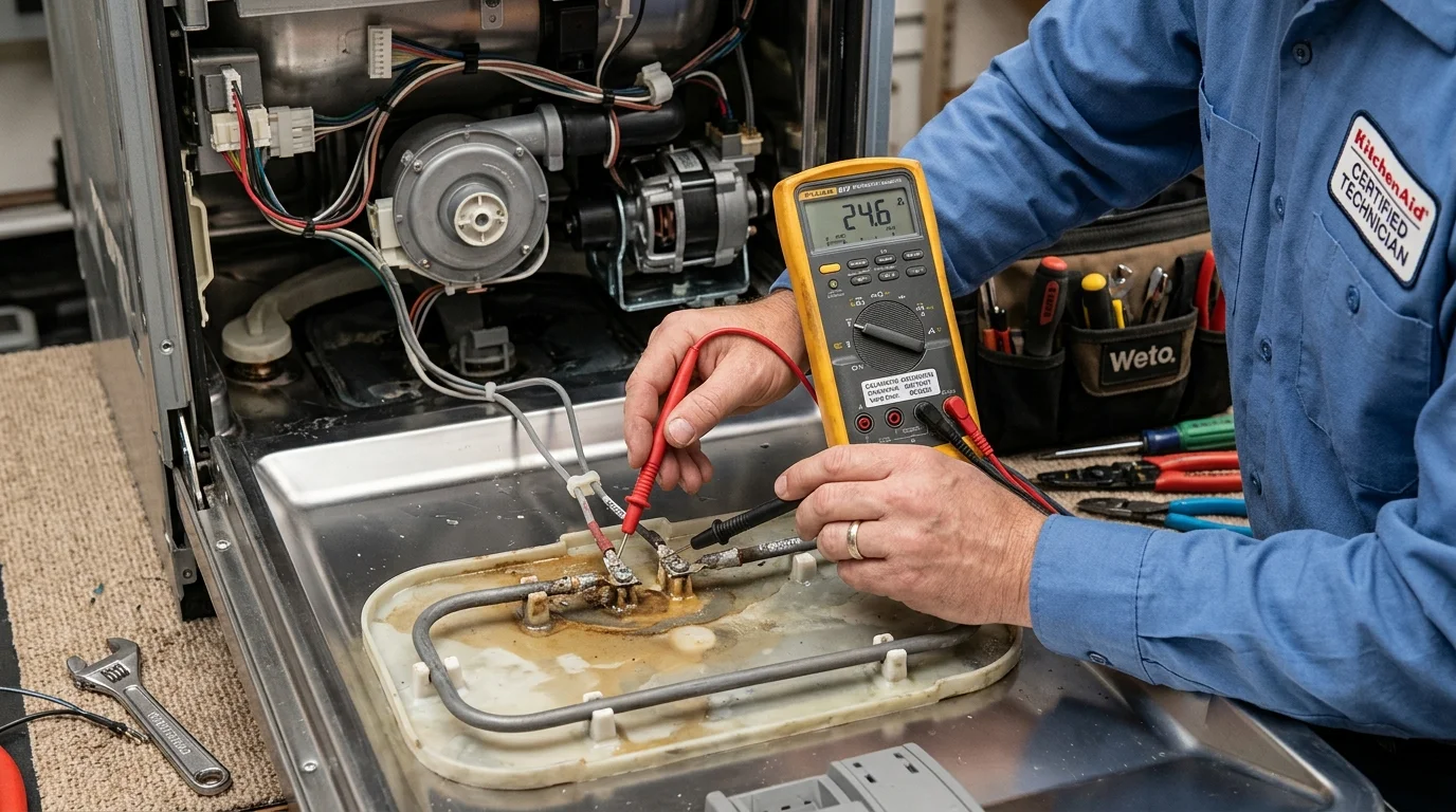 KitchenAid Dishwasher Error Code F7 E1 Milton GA | Certified Flow-Through Heating Element Repair
